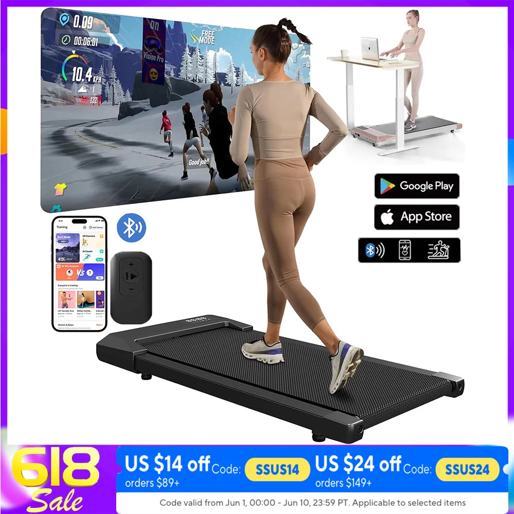 300lbs Treadmill for Home 2.5HP Treadmills Walking Pad LCD Digital Data Display 2in1 Walking Running Fitness Exercise Machine