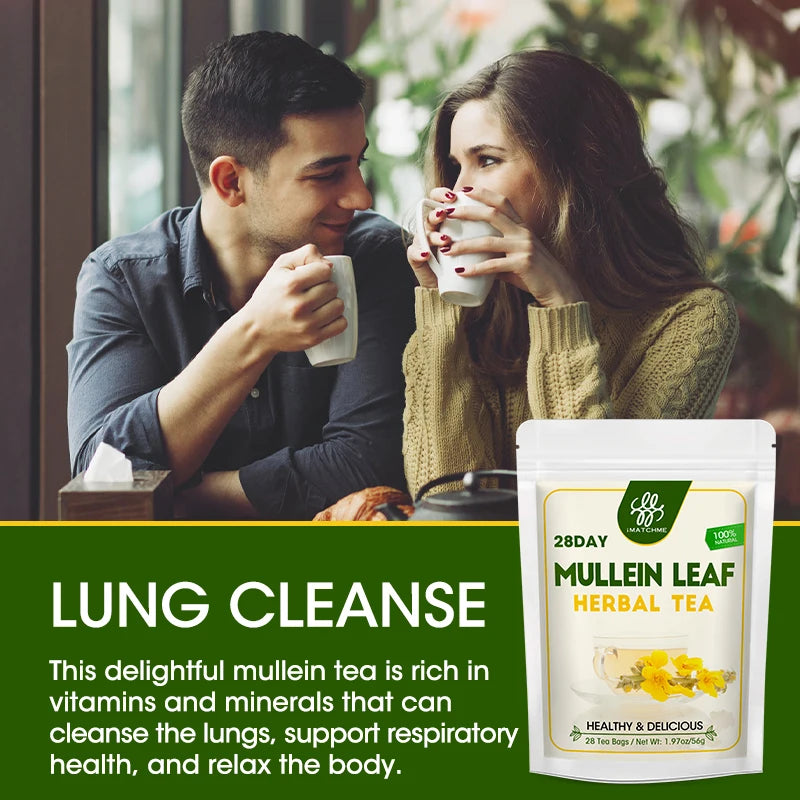 100% Organic Mullein Leaf Tea Non-GMO, Chemical Free, Caffeine Free, Soothe Respiratory Discomfort,  Relaxation & Restful Sleep